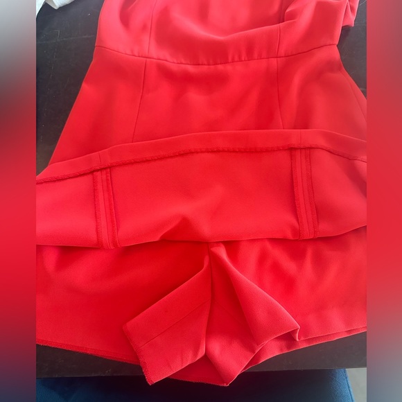 Alice + Olivia Tania dress skirt romper, mock neck, bright red, size 2 - Picture 5 of 6